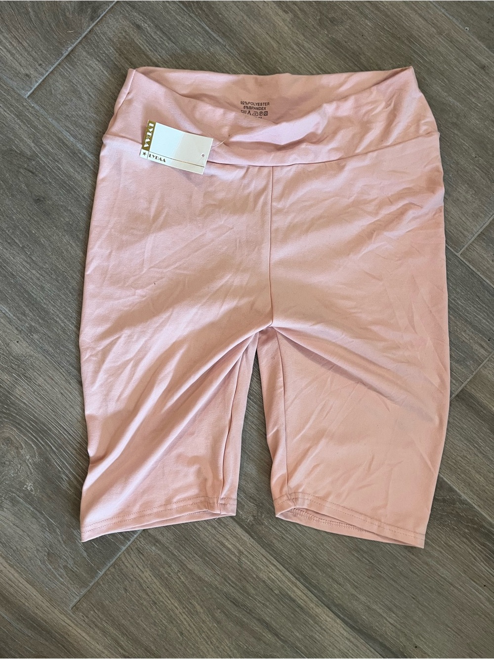 High-Rise Pink Bike Shorts with Wide Waistband